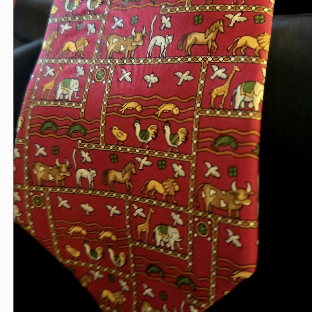 Salbatorre Ferragano Red Animal Print Tie